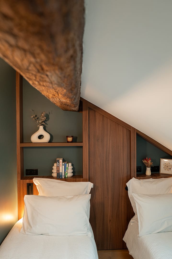 chambre;rampant;combles;lits;jumeaux